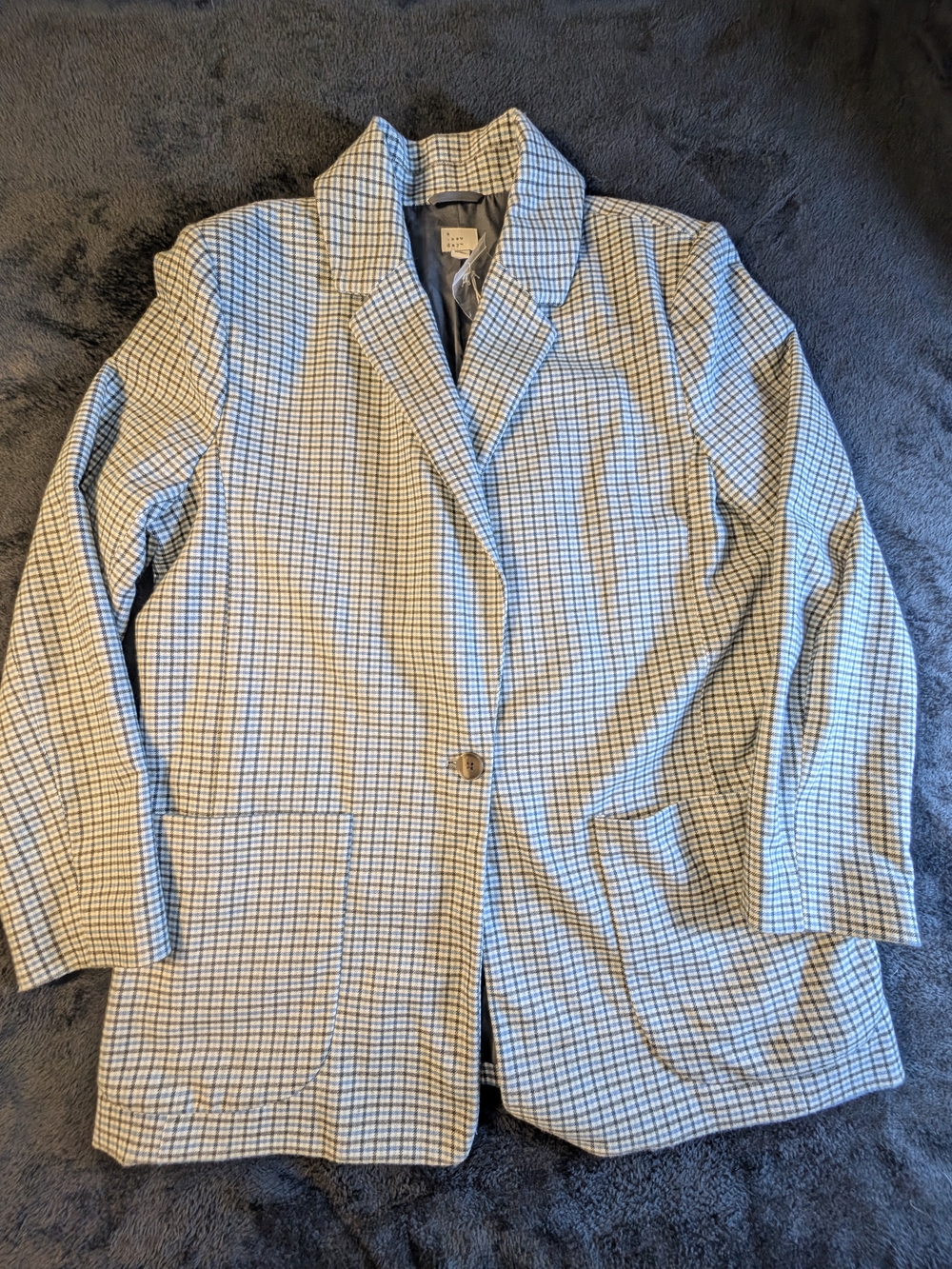a new day Blue and Cream Checked Blazer Jacket